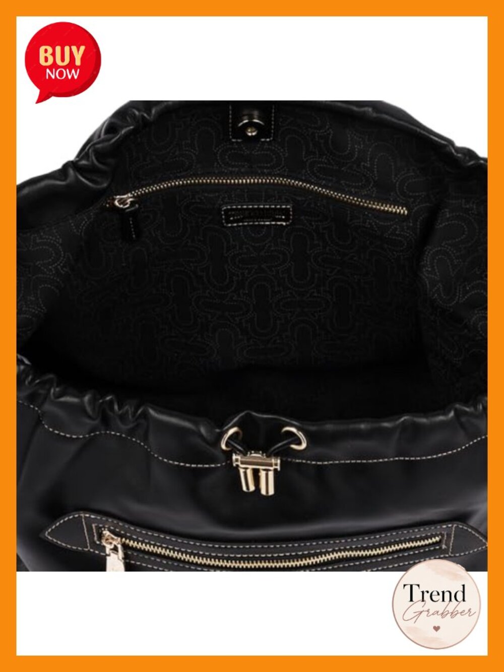 Faux Leather Oversized Hobo Shoulder Bag Studded Chain Strap - Picture 6 of 6